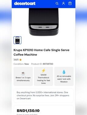 KP1010 Home Cafe Single Serve Coffee Machine - Black